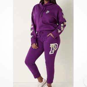 Pink Victoria’s Secret Lounge Jogger Sweatsuit With Floral Graphic Dest